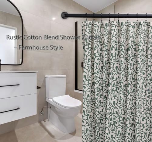 Farmhouse Green Floral Shower Curtain 72" x 72" - Cotton Blend Fabric