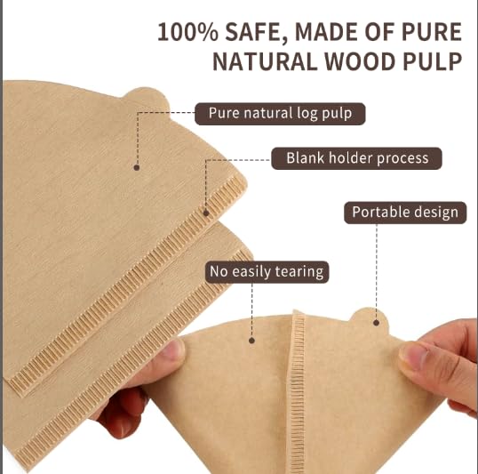 Natural 300 Count Size 02 Cone Coffee Filters - PADELE