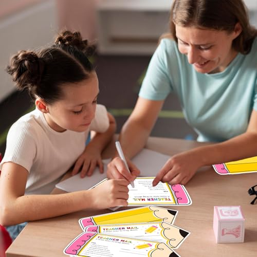 50 Pcs Pencil-Shaped Happy Mail Cards for Students, Motivational Postcards