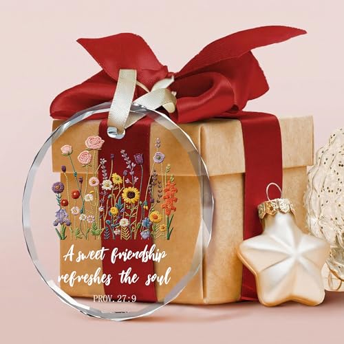 Christian Friendship Ornament - Proverbs 27:9 Glass Gift for Best Friends
