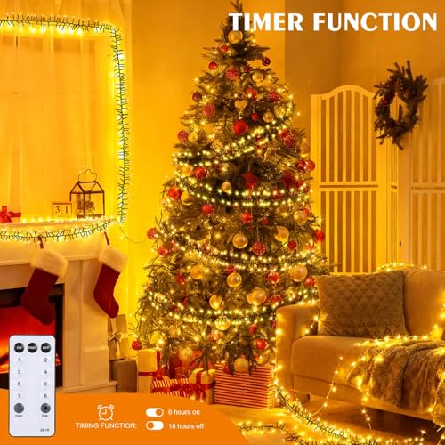 Warm Light 100Ft 2000 LED Christmas String Lights with Remote & 8 Modes