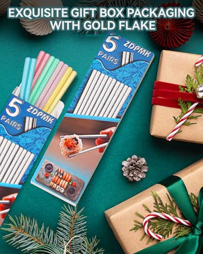 Reusable Fiberglass Chopsticks Set - 5 Pairs, Non-Slip, Dishwasher Safe