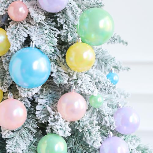 Pastel Christmas Tree Ornaments Set - 45 Shatterproof Holiday Decorations