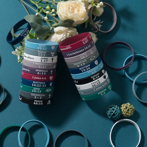 Retro Colors Bible Verse Silicone Bracelets - Bulk Wristbands