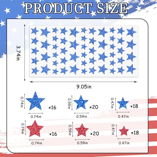 Red and Blue Glitter Star Face Stickers 4th of July Body Gems