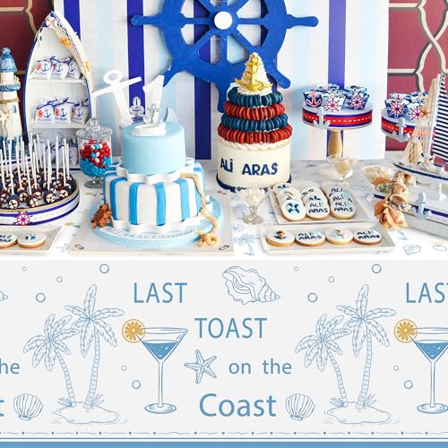 3-Pack Last Toast on the Coast Bachelorette Party Tablecloths - Coastal Theme
