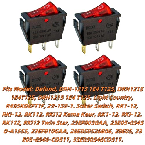 120927-24 Lighted Rocker Switch 4-Pack for Electric Fireplaces
