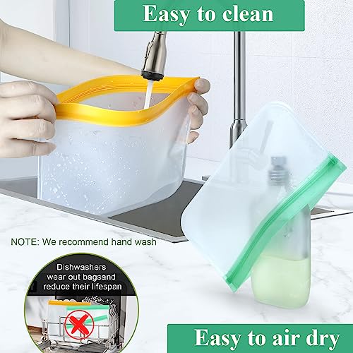 TROUSKAIG Reusable Silicone Food Storage Bags - 4 Sandwich & 4 Snack Set