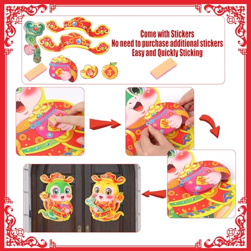 Chinese New Year Door Stickers 2025 - 3D Zodiac Snake Decor