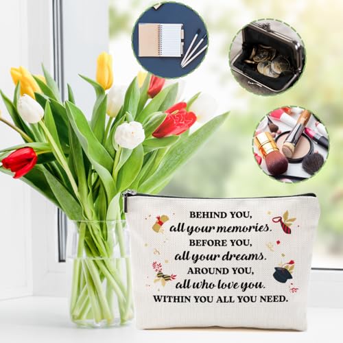 Graduation Gift Linen Makeup Bag Inspirational Cosmetic Pouch