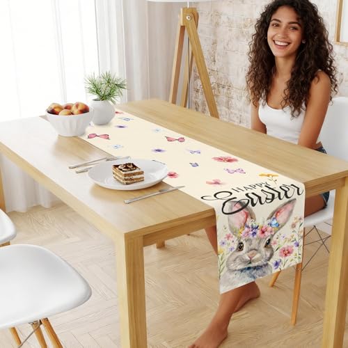 Easter Table Runner 13x72 Inch - Premium Linen Spring Decor