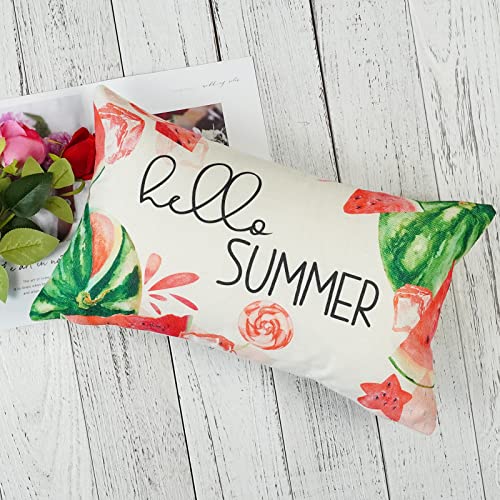 ONWAY 12x20 Summer Lumbar Pillow Cover - Watercolor Watermelon