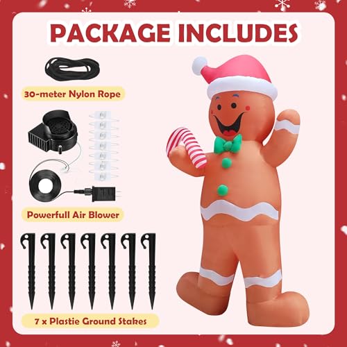 12FT Lighted Inflatable Gingerbread Man Christmas Yard Decor Outdoor Holiday Display
