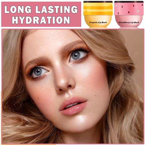 Bee Lip Balm Honey Pot Set - 2PCS Hydrating Overnight Lip Mask