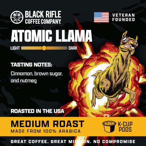 Black Rifle Coffee Atomic Llama Medium Roast Coffee Pods (22 Count) - Compatible with Keurig
