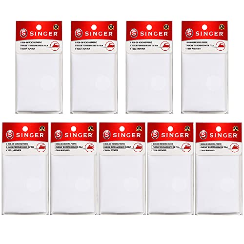SINGER Iron-On Mending Fabric Patches, White, 7" x 16", 9-Pack