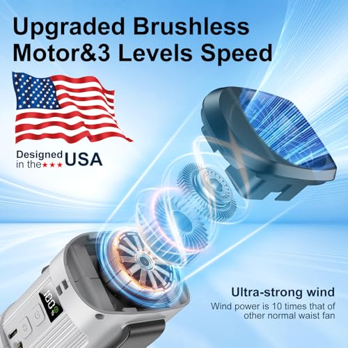 Rechargeable Waist Fan - Clip-On Portable Cooling Fan for Outdoor Work