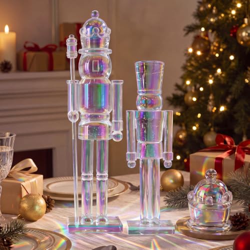 Iridescent Acrylic Christmas Nutcracker Decor Figures - 2 Pack