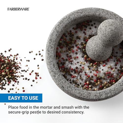 Farberware Professional Granite Molcajete Mortar and Pestle Stone Grinder, 4-Cup