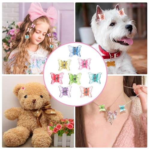 JJUNW 30Pcs Mini Butterfly Hair Clips Glitter Multi-Color Grip