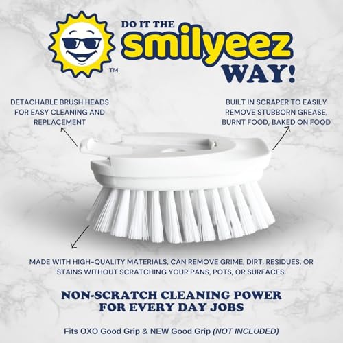 Smilyeez Replacement Brush Heads for OXO Dish Brush, 4-Pack