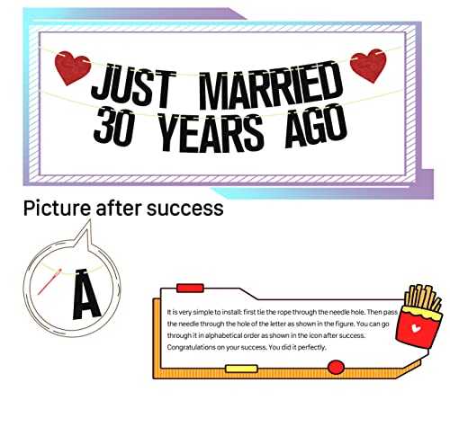 30th Wedding Anniversary Banner Black Red Glitter Party Decor