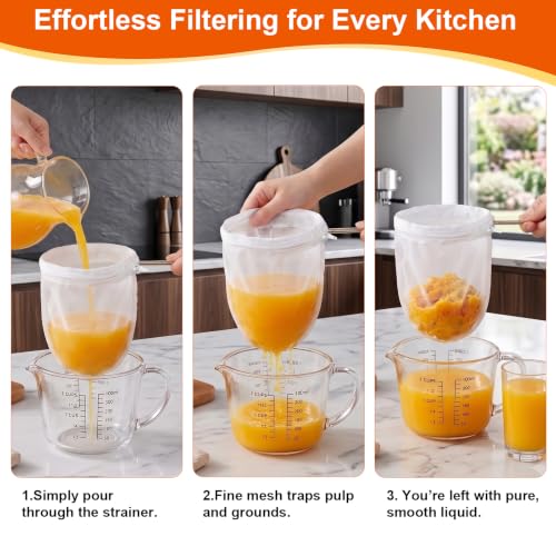 Nut Milk Strainer Bag Set with Stainless Steel Handle - 4 Piece Kit