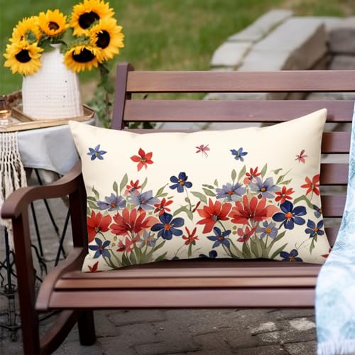 RABUSOFA 4th of July Patriotic Pillow Cover 12x20 - Red, Pack of 1