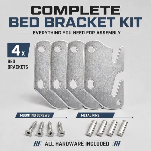 Bitray 4pcs Wooden Bed Rail Hook Plates Replacement Bed Frame Hardware