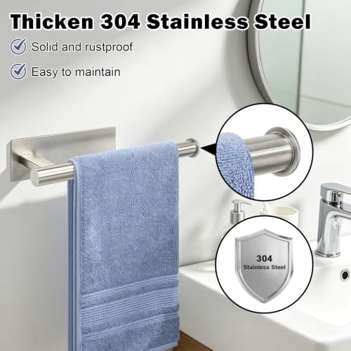 Livabber 9-Inch Self-Adhesive Hand Towel Holder, Brushed Nickel Stainless Steel