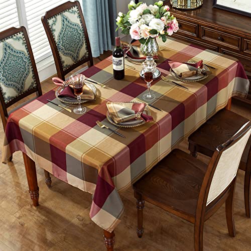 Rectangular Tablecloth 52 x 70 Inch - Red Checkered Fabric, Heavy Duty