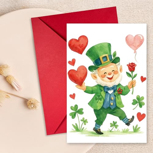 St. Patrick's Day Greeting Cards Assorted Retro Green Blank Notes with Envelopes