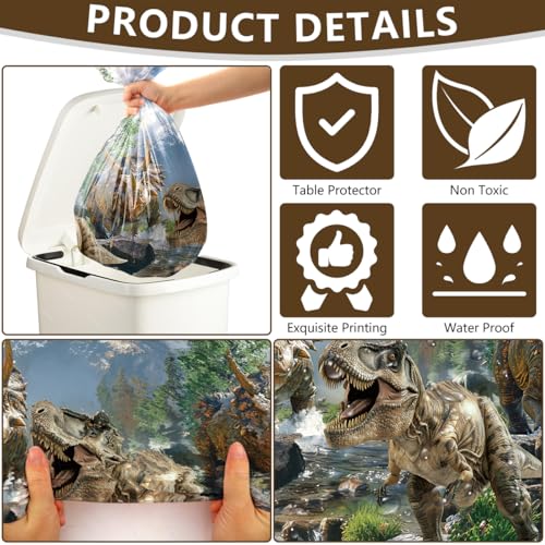 4-Pack Dinosaur Tablecloths for Kids Birthday Party, 52 x 86 Inch