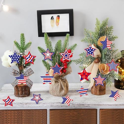 12 PCS 4th of July Hanging Ornaments - Patriotic Star Decorations