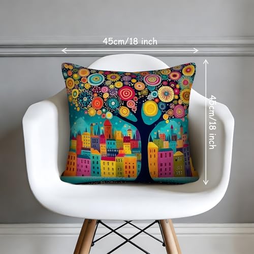 Colorful Boho Pillow Covers 18x18 - Set of 4 Decorative Cushions