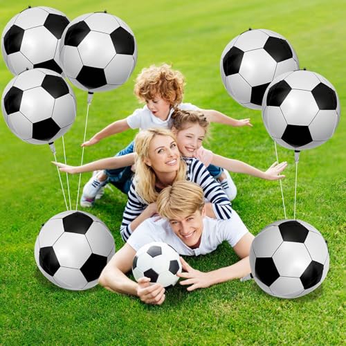YiYou 8 Pack 22 Inch Soccer Foil Balloons - Realistic Football Mylar Party Decorations (Soccer Variant)