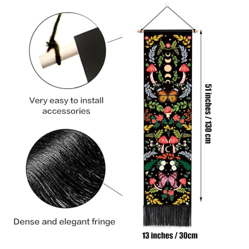 Mystic Moon Phase Butterfly Tapestry for Bedroom - 13"x51"