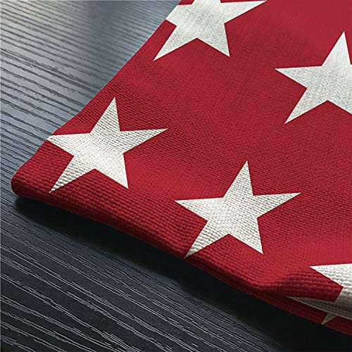 Smooffly Patriotic Star Throw Pillow Cover, Cotton Linen Lumbar Case 12x20