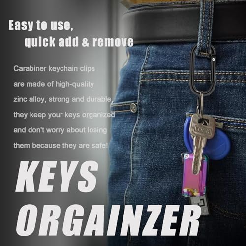 12Sets 2 Inch Large Carabiner Clips, Aluminum Spring Oval Keyrings with Flat O-Rings for Hanging Keychain Dog Tags Backpack Accessories (Black)