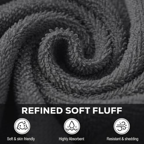 Utopia Towels Grey Washcloths Set - 12 Pack, 12x12 in, 100% Cotton
