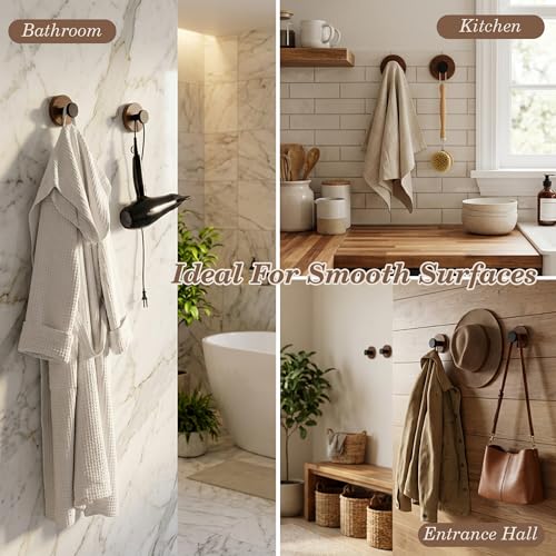 LEBUWOQ Suction Cup Hooks - Waterproof Heavy-Duty Adhesive Wall Hooks for Bathroom & Kitchen