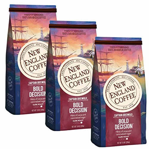 New England Coffee Bold Decision Dark Roast Ground Coffee 10oz Pack of 3 - Robust Flavor
