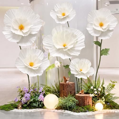 White Extra Large Christmas Poinsettia & Magnolia Flower Set - 6 Pieces