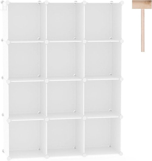 C&AHOME Cube Storage Organizer - 12-Cube Modular Shelves for Bedroom, Living Room & Office | 36.6" L x 12.4" W x 48.4" H
