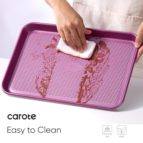 CAROTE 3-Piece Baking Pan Set - Bakeware Set, Baking Sheet Set Including 13 Inch 15 Inch 17 Inch Sheet Pan, Cookie Sheet for Baking, Royal Violet