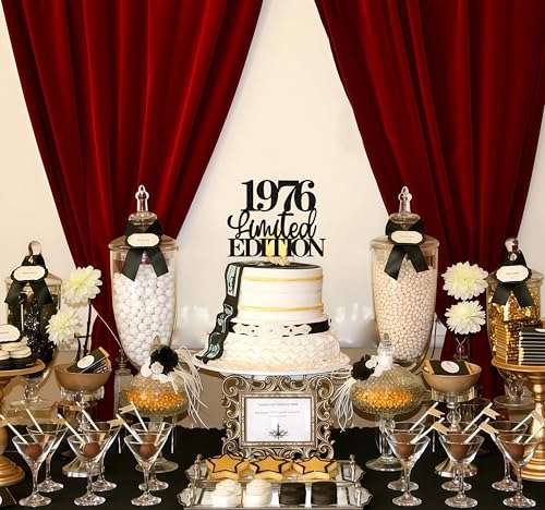 EONNCNT Limited EDITION 1976 Cake Topper Black Glitter 50th Birthday Decor
