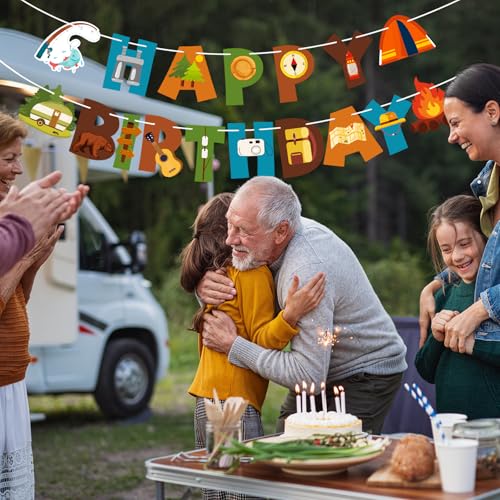 Camping Birthday Banner - Happy Birthday Party Decorations