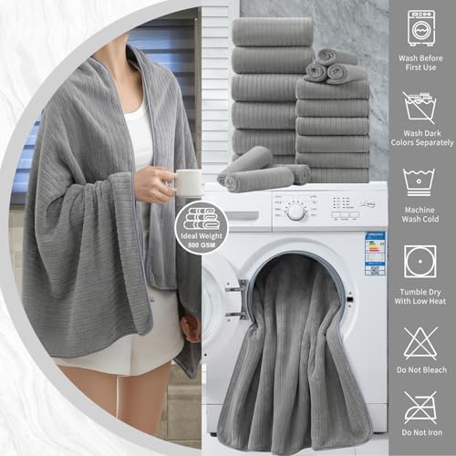 Dark Grey 2 Piece Hand Towel Set - Ultra Soft Microfiber, 16"x31"