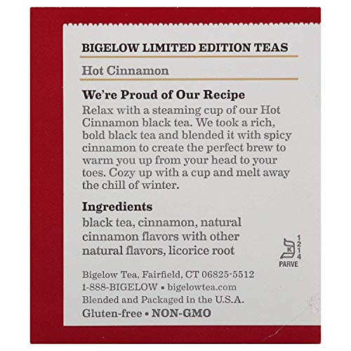 Bigelow Hot Cinnamon Tea, Premium Spiced Black Tea Bags, 20 Count