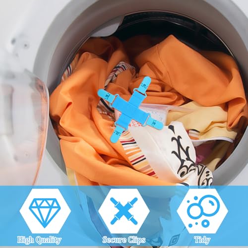 2 Pack Bed Sheet Detangler Clips - Blue Anti-Slip Mattress Fasteners